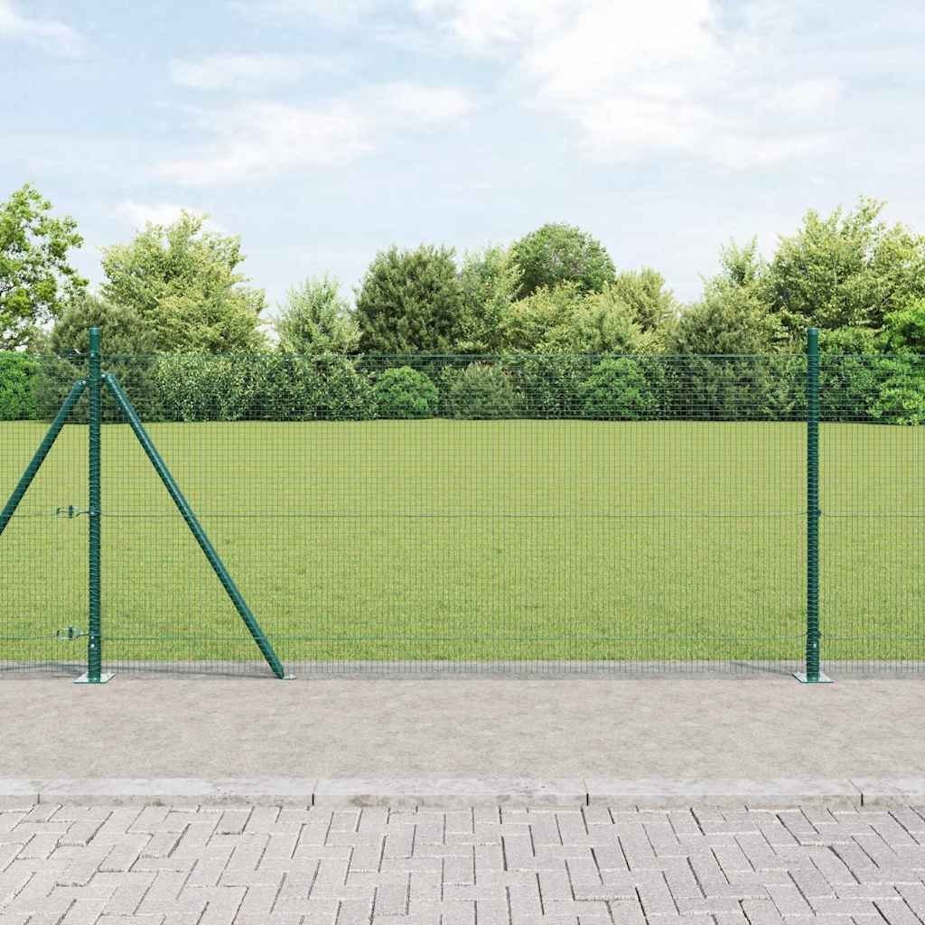 Lumarko Ogrodzenie spawane z 13 słupkami z kołnierzem Zielone 0.8x100 m Stal