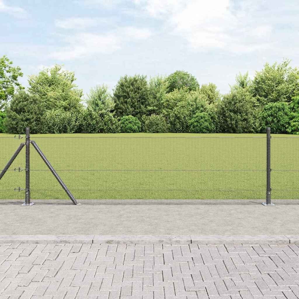 Lumarko Ogrodzenie z Drutu Spawanego z 7 Słupkami Flanszowymi Szary 0.4x10 m Stal