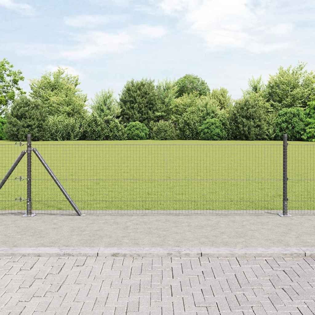Lumarko Ogrodzenie z drutu spawanego z 7 słupkami flanged szary 0.4x10 m stal