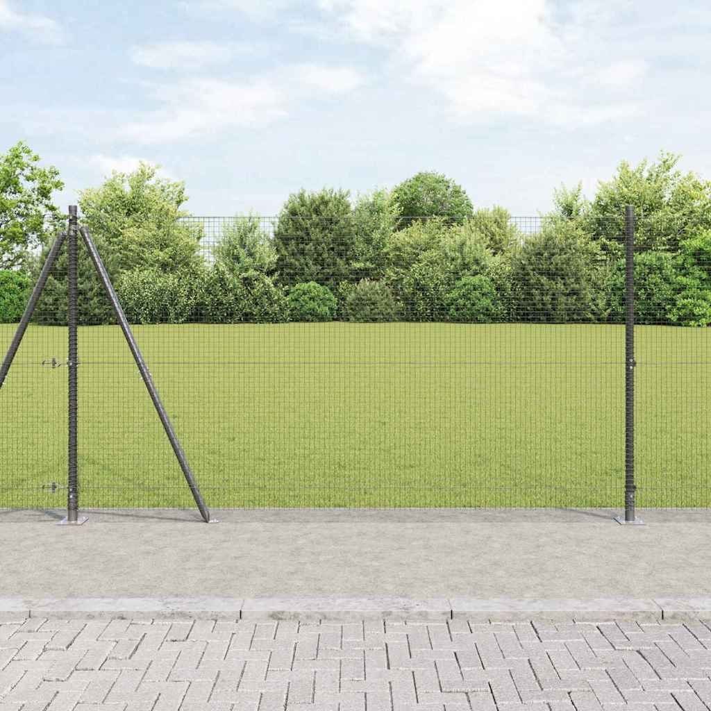 Lumarko Ogrodzenie z drutu spawanego z 7 słupkami flangowymi Szare 1,2x10 m Stal