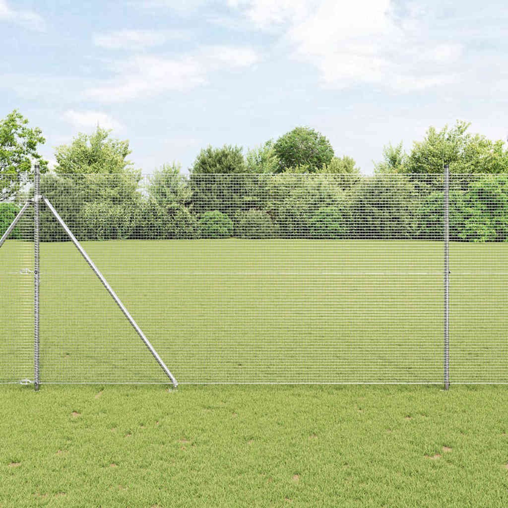 Lumarko Ogrodzenie z drutu spawanego z 13 słupkami ze szpilek 1.5x50 m Stal ocynkowana