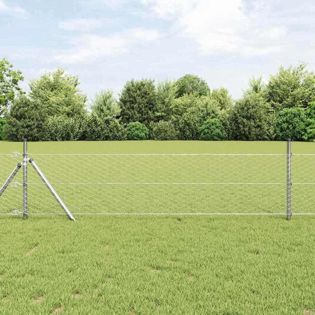 Lumarko Ogrodzenie z słupkami Srebrny 0.8 x 100 m Stal pokryta PCV