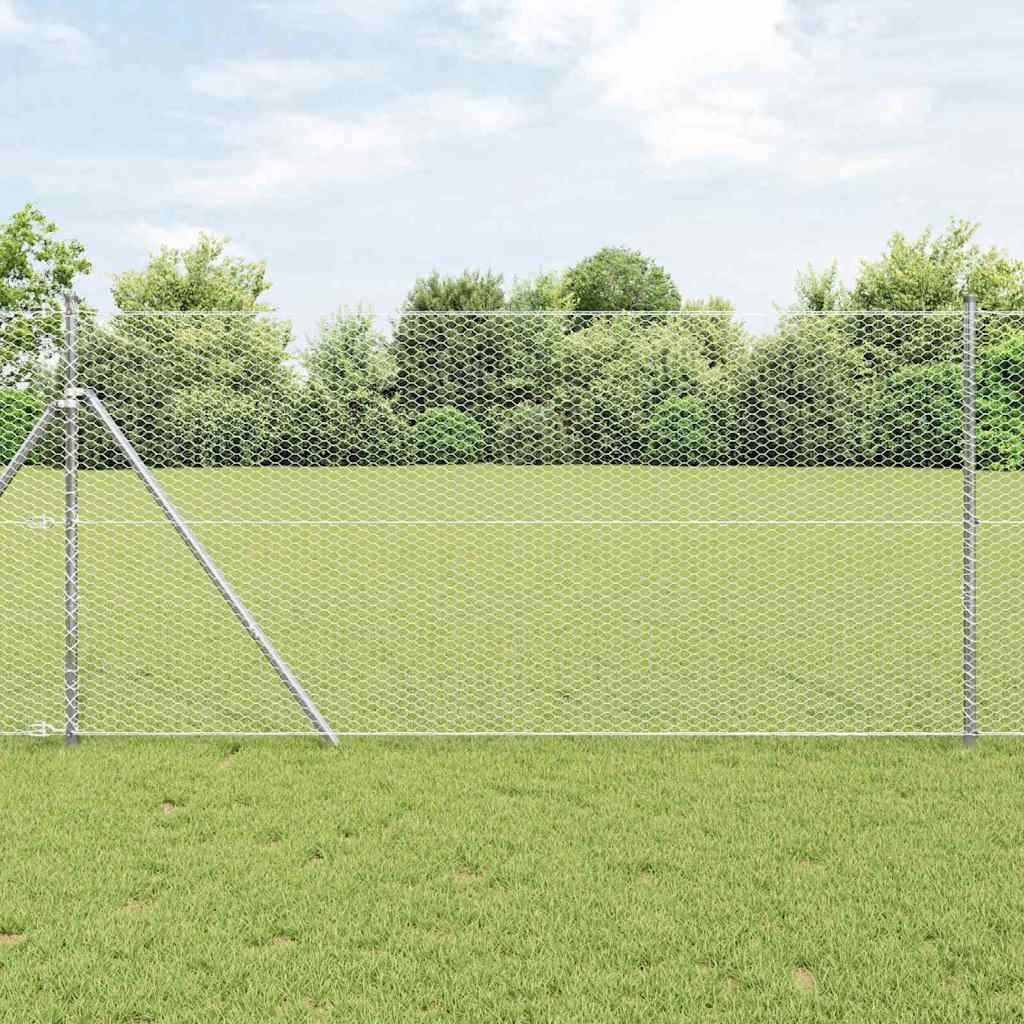 Lumarko Ogrodzenie z słupkami Srebrny 1.4 x 100 m Stal pokryta PCV