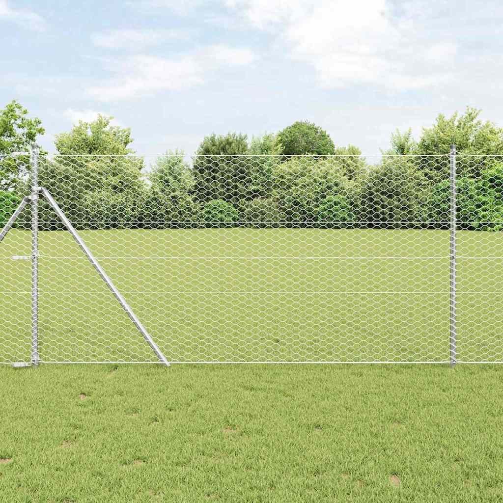 Lumarko Ogrodzenie z słupkami Srebrny 1.4 x 25 m Stal pokryta PCV