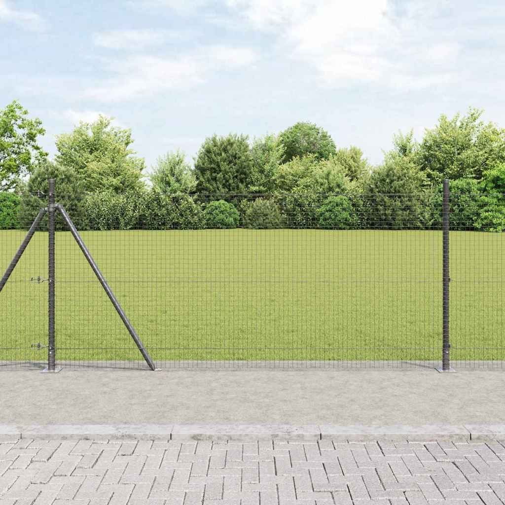 Lumarko Ogrodzenie spawane z 13 słupkami z flandżą Szary 0.8x25 m Stal