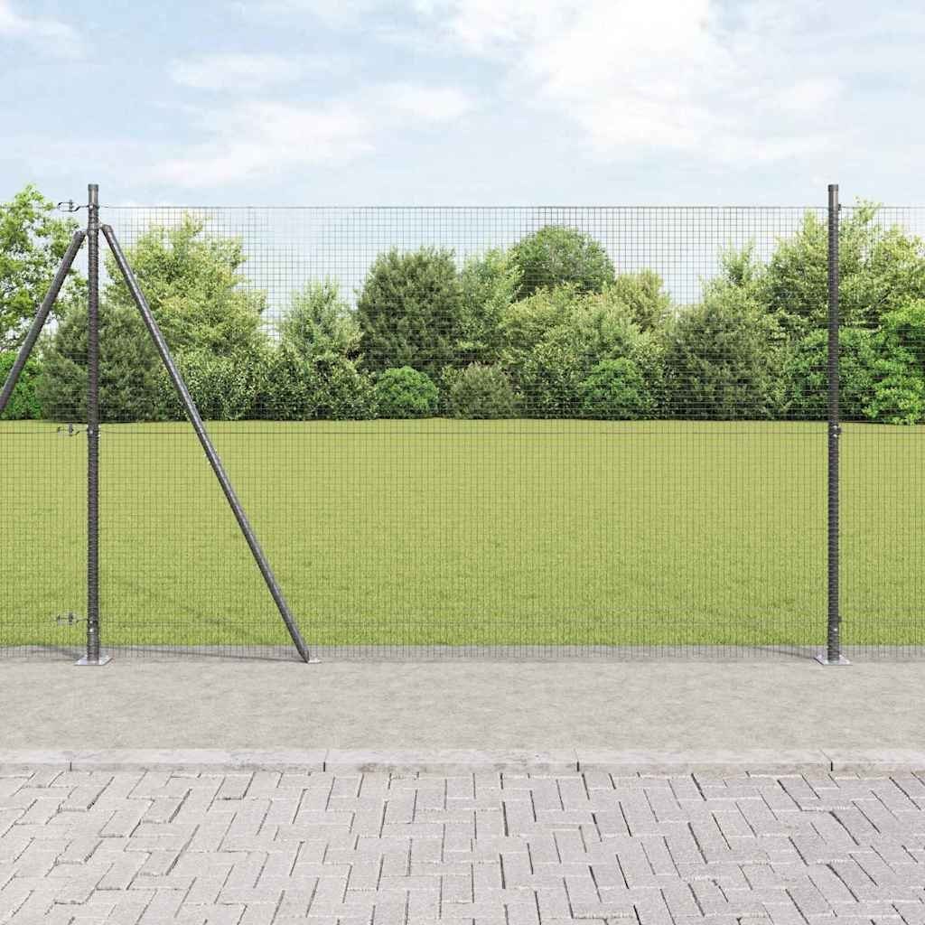 Lumarko Ogrodzenie spawane z 13 słupkami z flanszą Szary 1,4x25 m Stal