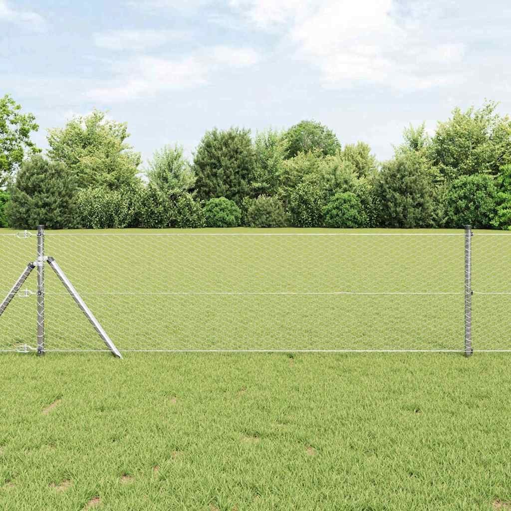 Lumarko Ogrodzenie z słupkami Srebrny 0.6 x 10 m Stal pokryta PCV
