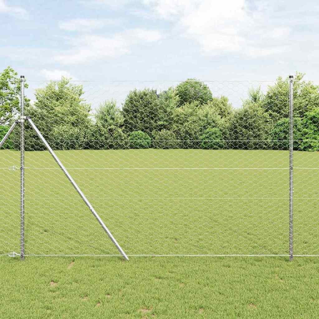 Lumarko Ogrodzenie z słupkami Srebrny 1.5 x 25 m Stal pokryta PCV