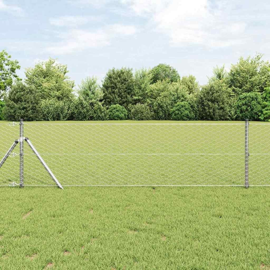 Lumarko Ogrodzenie z słupkami Srebrny 0.6 x 10 m Stal pokryta PCV