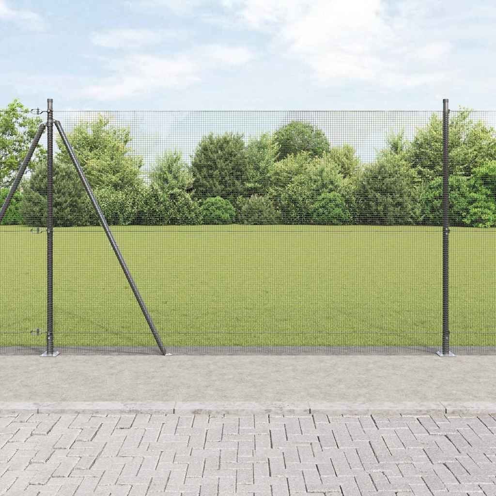 Lumarko Ogrodzenie z drutu spawanego z 13 słupkami z gwintem Szary 1.6x2.5 m Stal