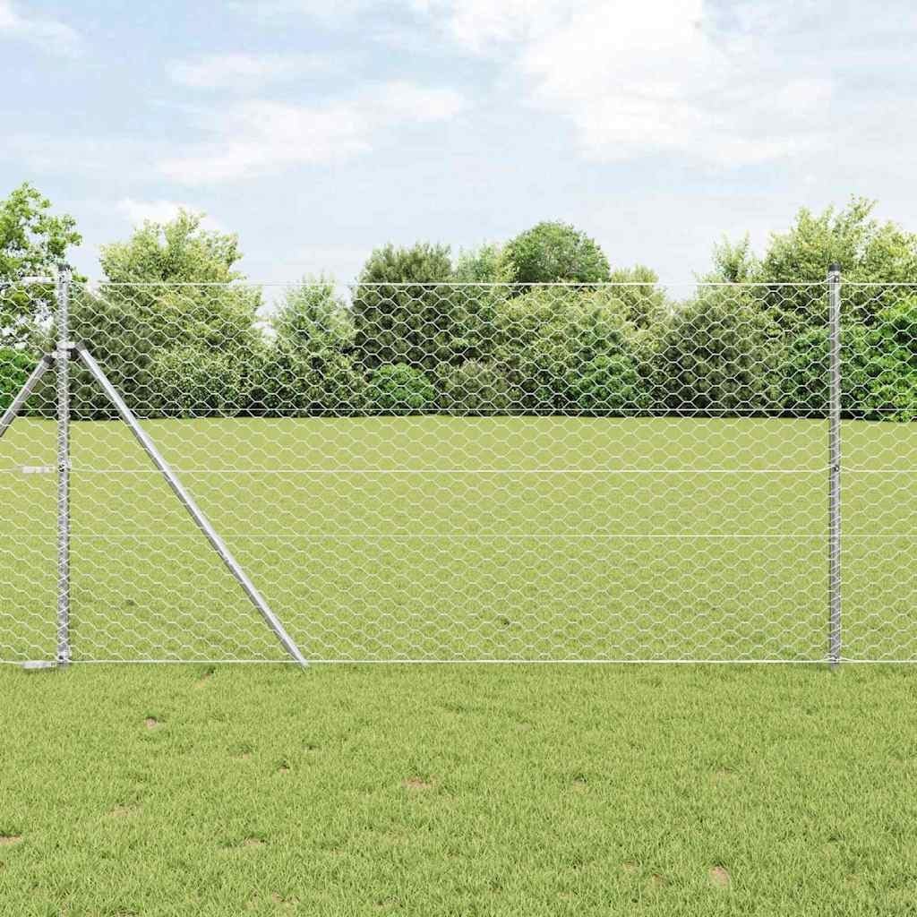 Lumarko Ogrodzenie z słupkami Srebrny 1.2 x 10 m Stal pokryta PCV