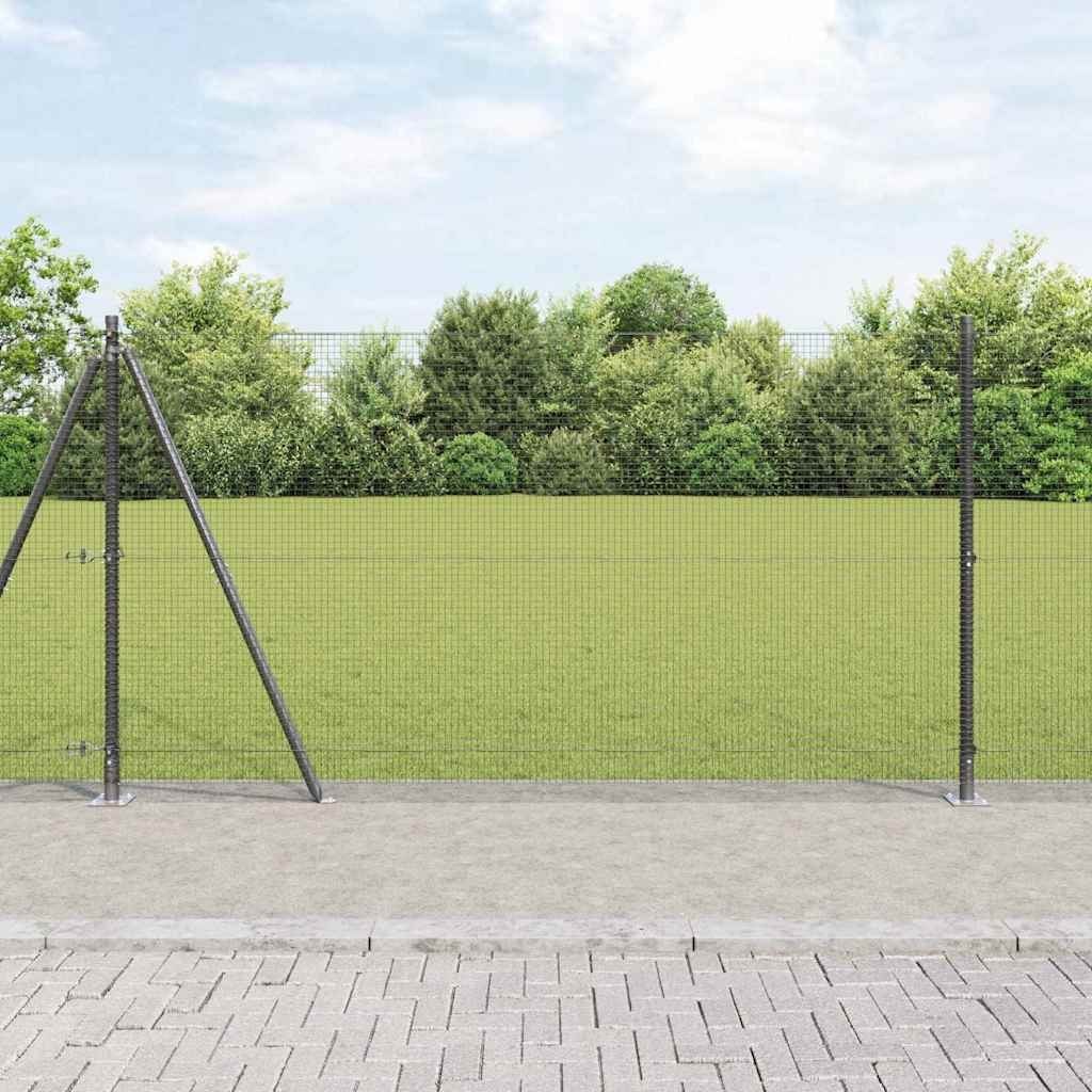 Lumarko Ogrodzenie z drutu spawanego z 13 słupami flanszowymi Szare 1,2 x 50 m Stal