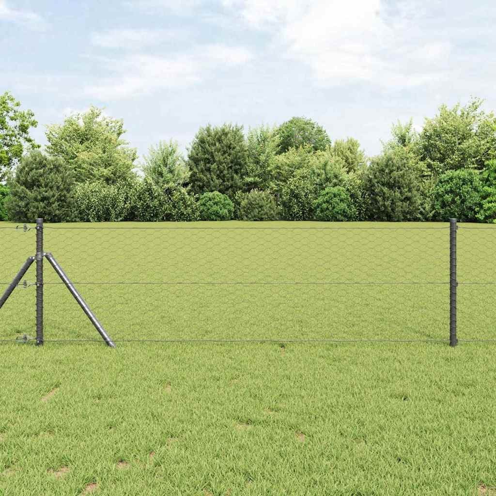 Lumarko Ogrodzenie z słupkami Szary 0.6 x 10 m Stal pokryta PCV