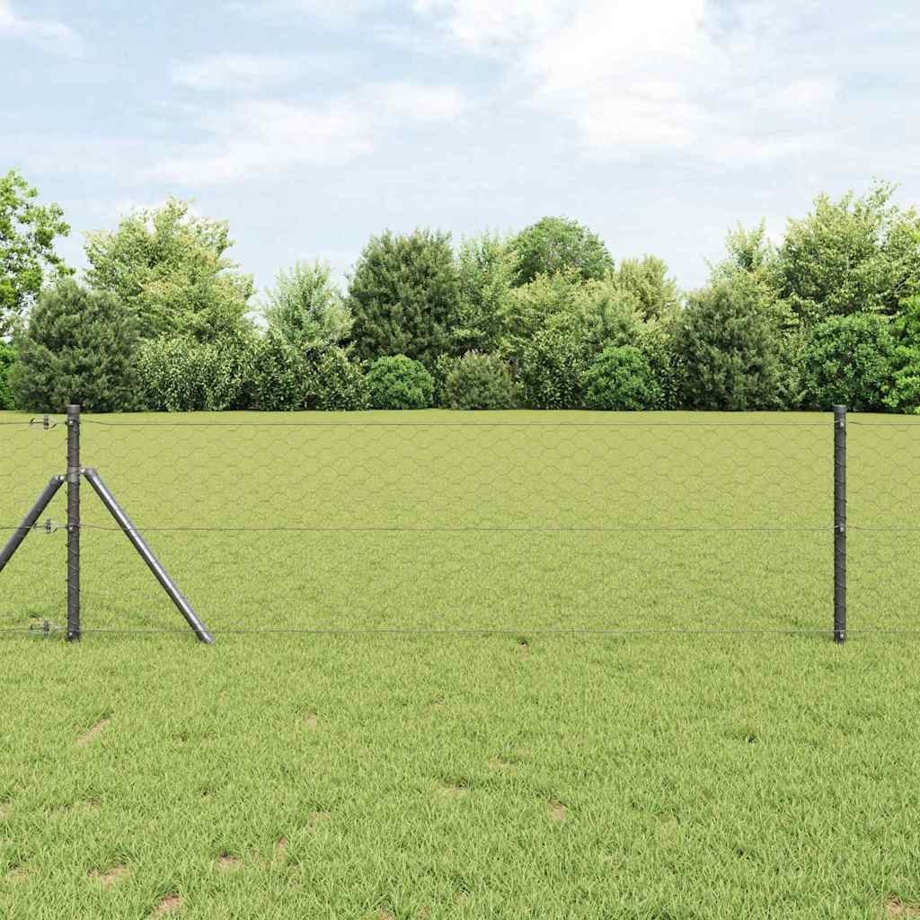 Lumarko Ogrodzenie z słupkami Szary 0.6 x 10 m Stal pokryta PCV