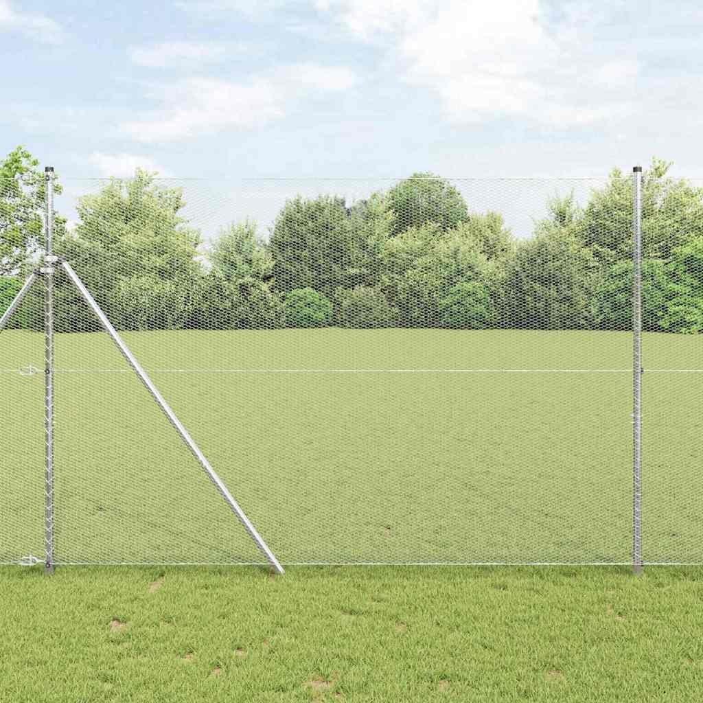 Lumarko Ogrodzenie z słupkami Srebrny 1.5 x 50 m Stal pokryta PCV