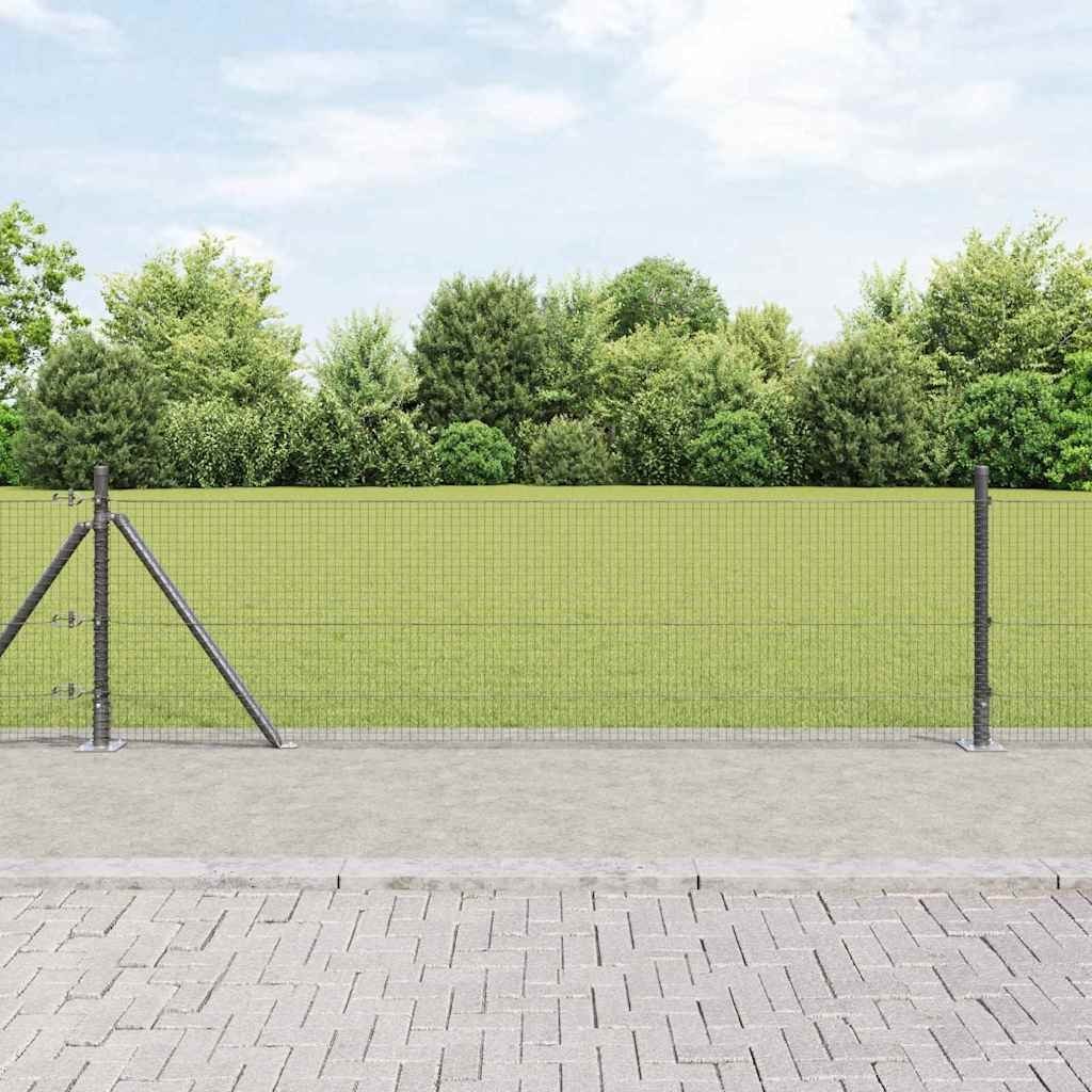 Lumarko Ogrodzenie z drutu spawanego z 13 słupkami z flanszami Szary 0.4x100 m Stal