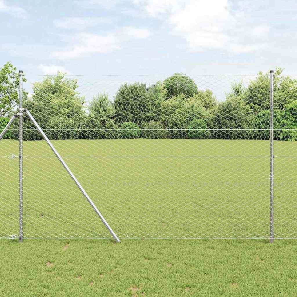 Lumarko Ogrodzenie z słupkami Srebrny 1.5 x 50 m Stal pokryta PCV