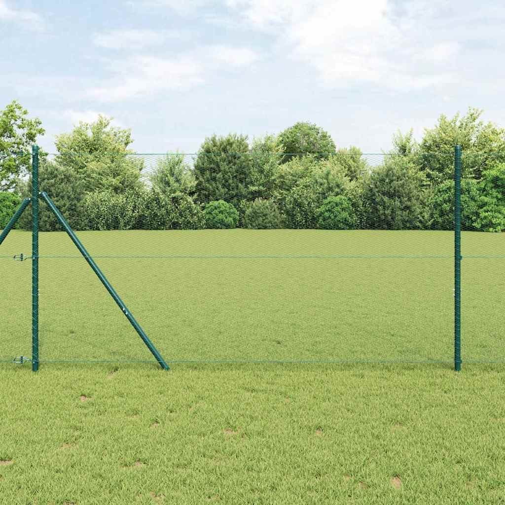 Lumarko Ogrodzenie z słupkami Zielony 1.4 x 25 m Stal pokryta PCV