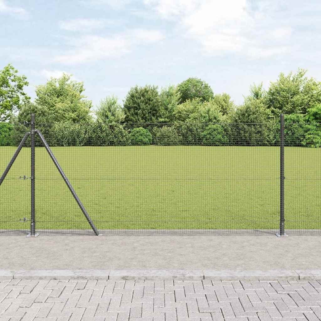 Lumarko Ogrodzenie z drutu spawanego z 13 słupkami flanżowymi Szare 1x100 m Stal