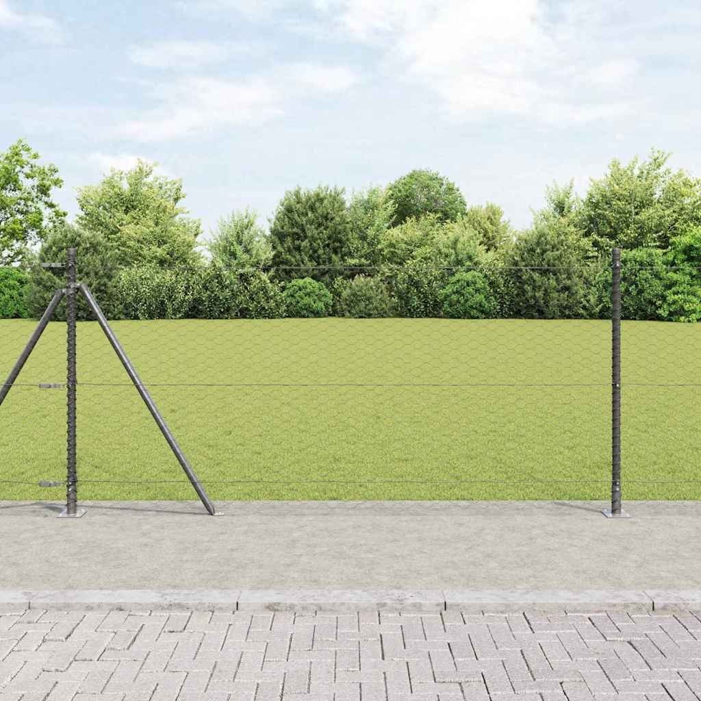 Lumarko Ogrodzenie heksagonalne Szare 0.8x25 m Stal