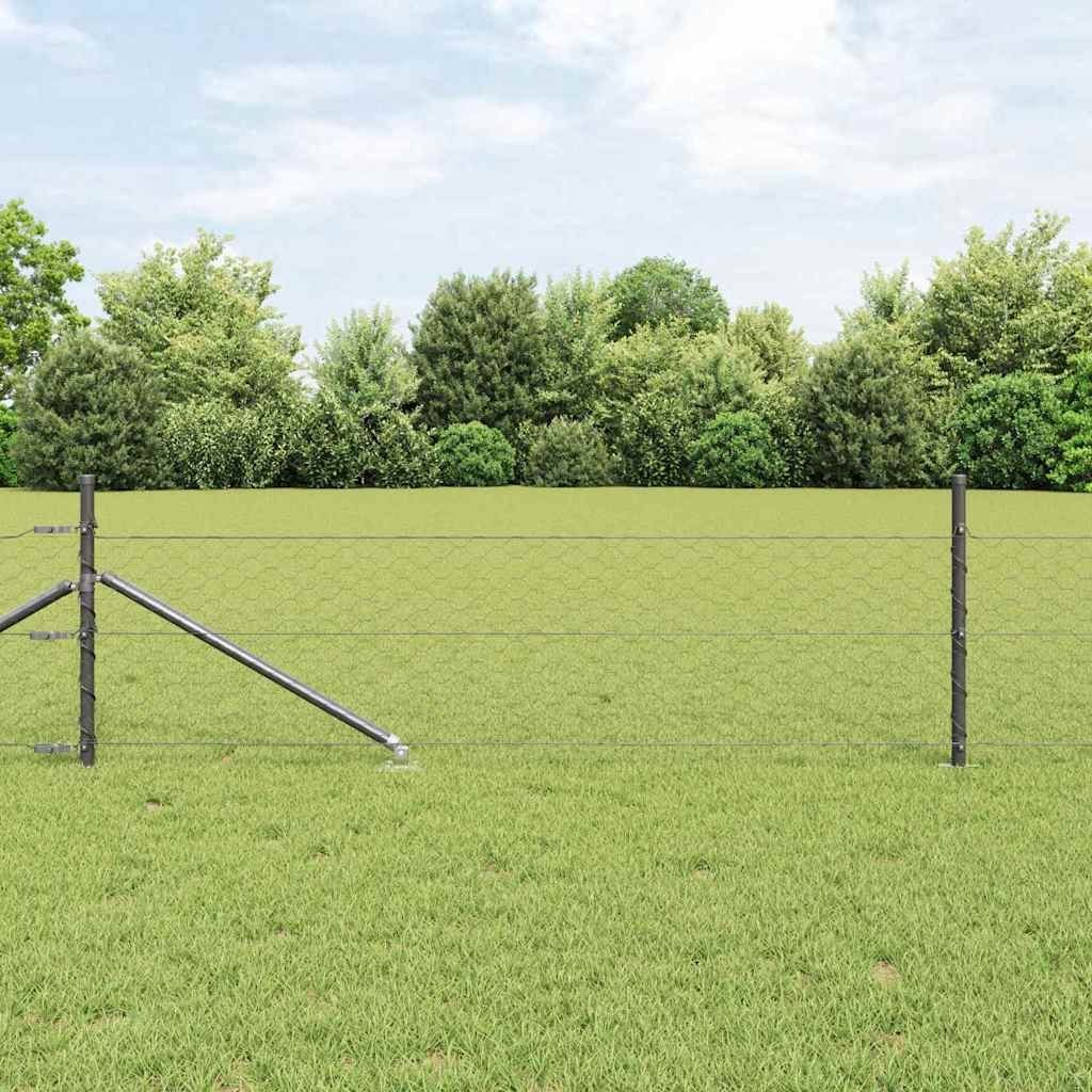 Lumarko Ogrodzenie z słupkami Szary 0.8 x 100 m Stal pokryta PCV