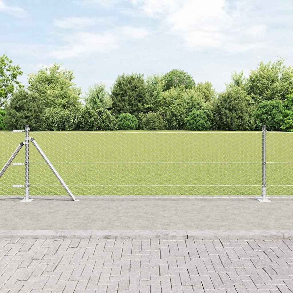 Lumarko Ogrodzenie heksagonalne z 11 słupkami z flanszami 0,5x25 m stal ocynkowana