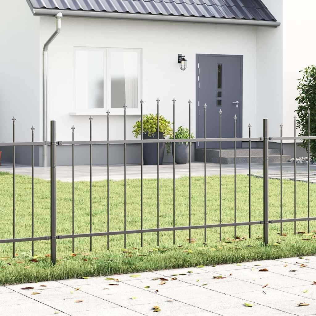 Płot Ogrodowy z Górnym Łukiem - Szary, 11,9 x 1 m Stal