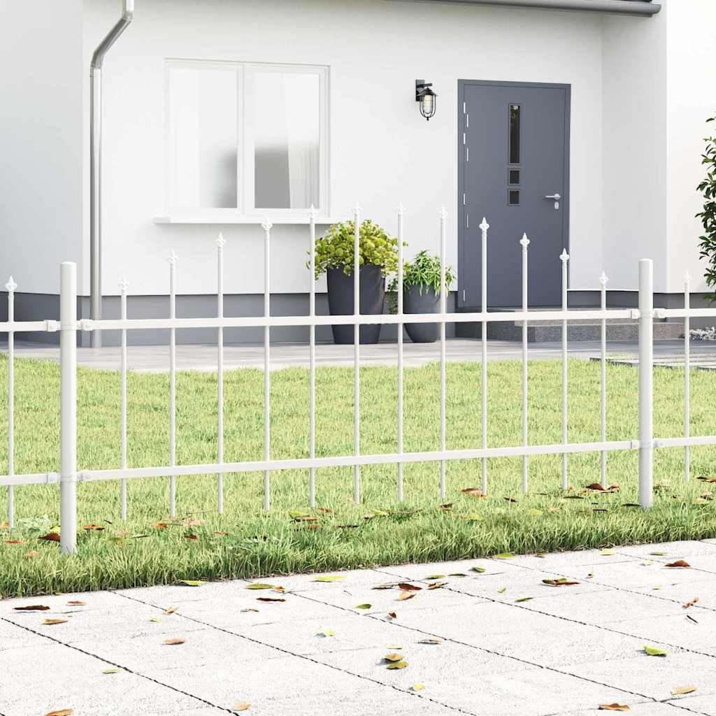 Płot ogrodowy z łukowym szczytem - Biały, 13,6 x 0,75 m, Stal
