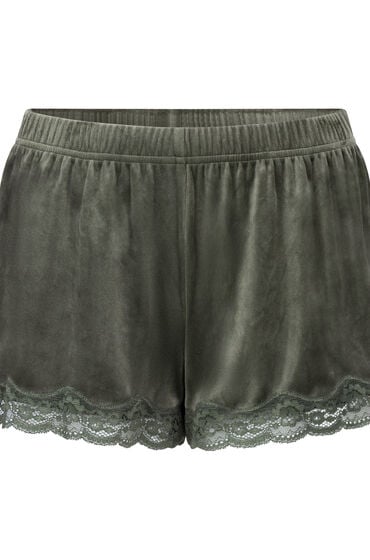 Hunkemöller Szorty z aksamitnej koronki Zielony
