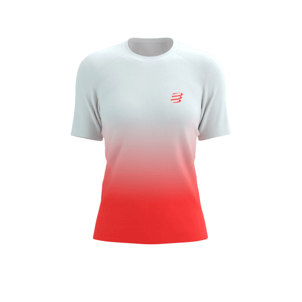 COMPRESSPORT Koszulka biegowa damska PERFORMANCE SS T-SHIRT fluo red/white