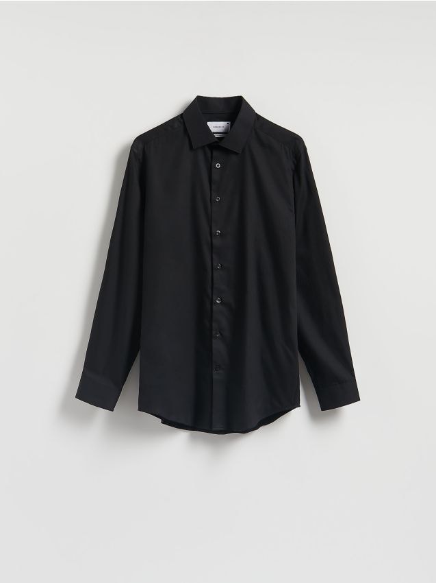 Reserved - Bawełniana koszula regular fit - czarny