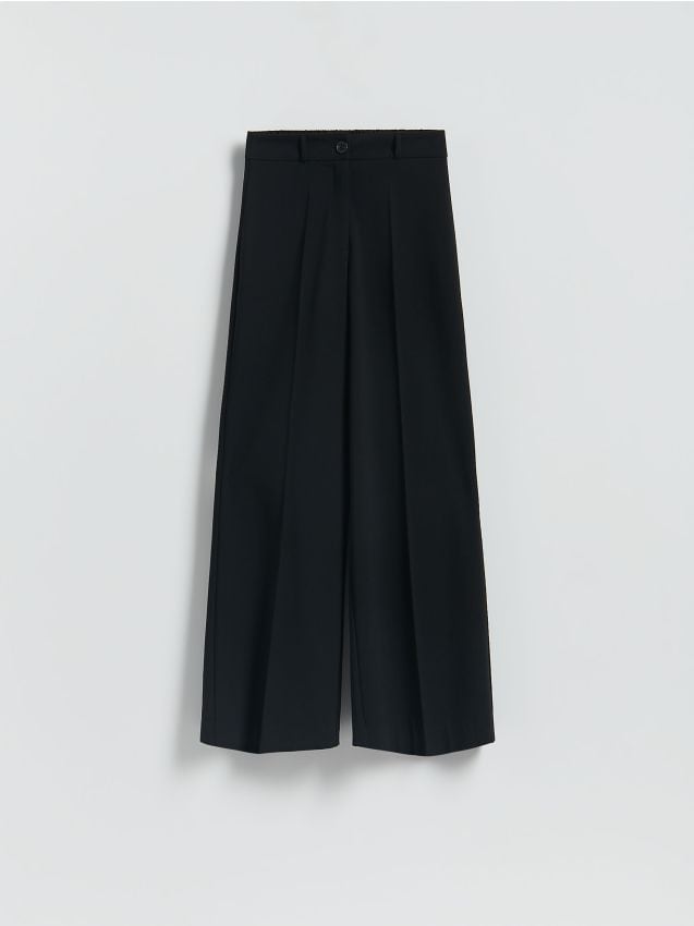 Reserved - Szerokie spodnie z kantem - czarny