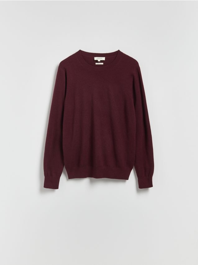 Reserved - Sweter z wełny merino - bordowy