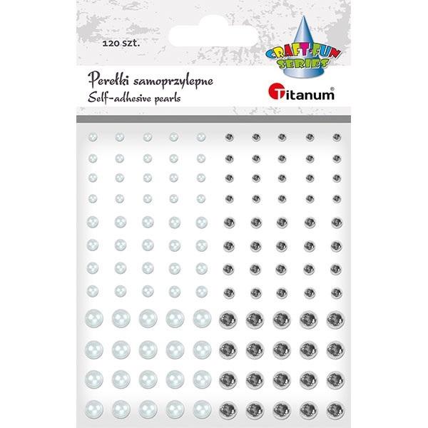 Perełki samoprzylepne okrągłe 120 szt białe srebrne