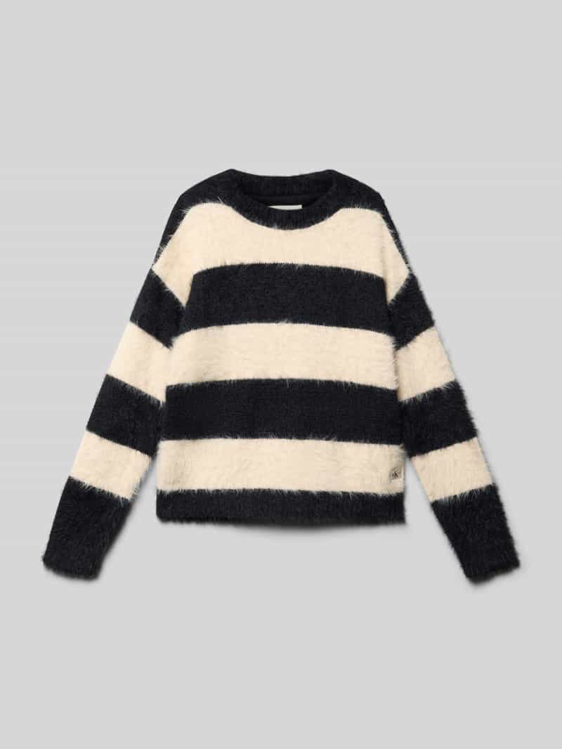 Sweter z dzianiny z okrągłym dekoltem