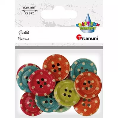 Titanum Guziki drewniane okrągłe 12szt mix