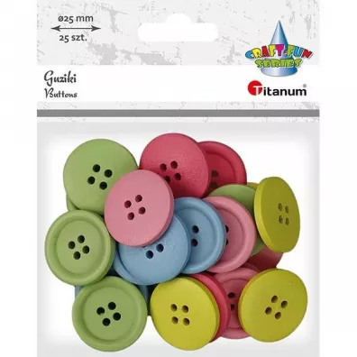 Titanum Guziki drewniane okrągłe 25szt mix