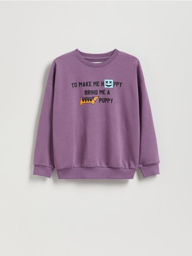 Reserved - Bluza z nadrukiem - fioletowy