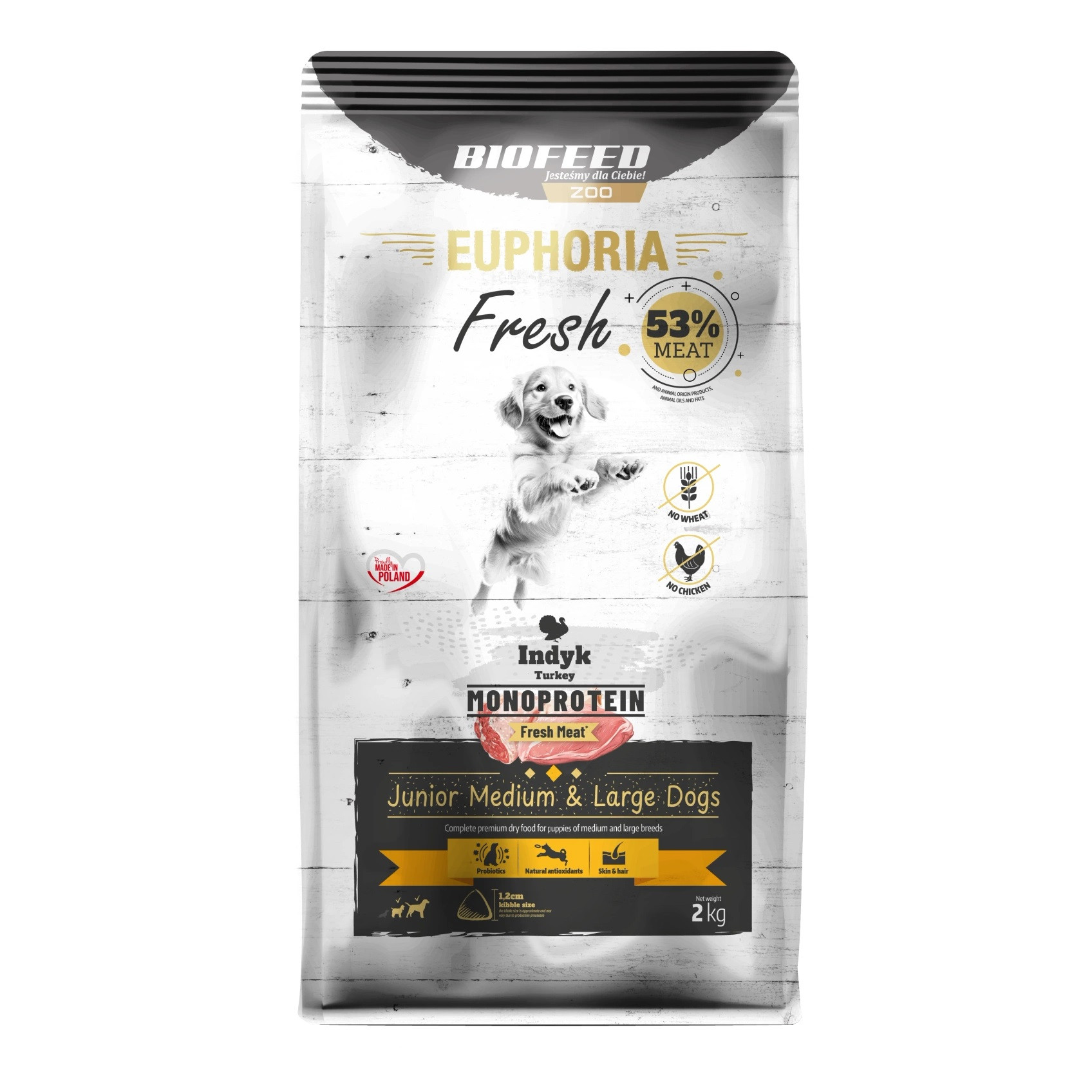 BIOFEED Euphoria Fresh Junior Medium & Large Monoprotein Indyk - sucha karma dla psa - 2kg