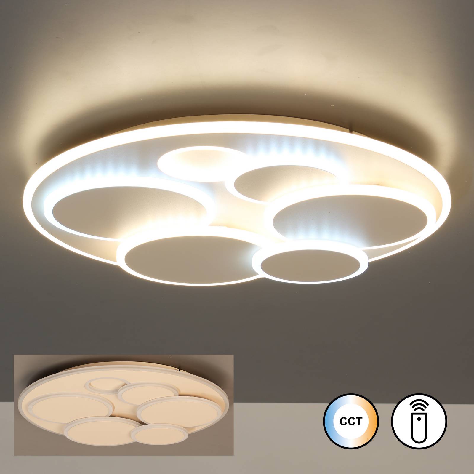 FISCHER & HONSEL Lampa sufitowa LED Dots, możliwość ściemniania, kremowy / amber, salon / jadalnia, metal, nowoczesny