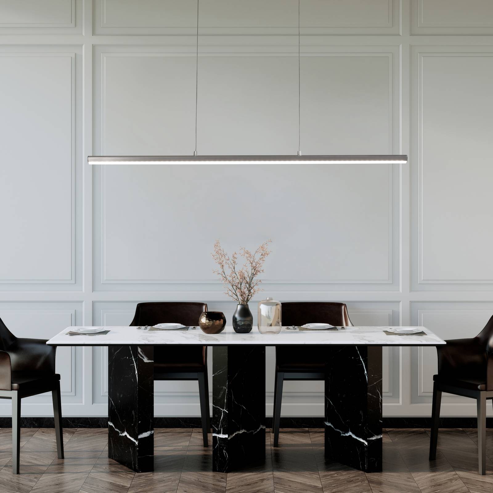 FISCHER & HONSEL Lampa wisząca Borena, możliwość ściemniania, aluminiowy / szary / cynkowy, salon / jadalnia, metal