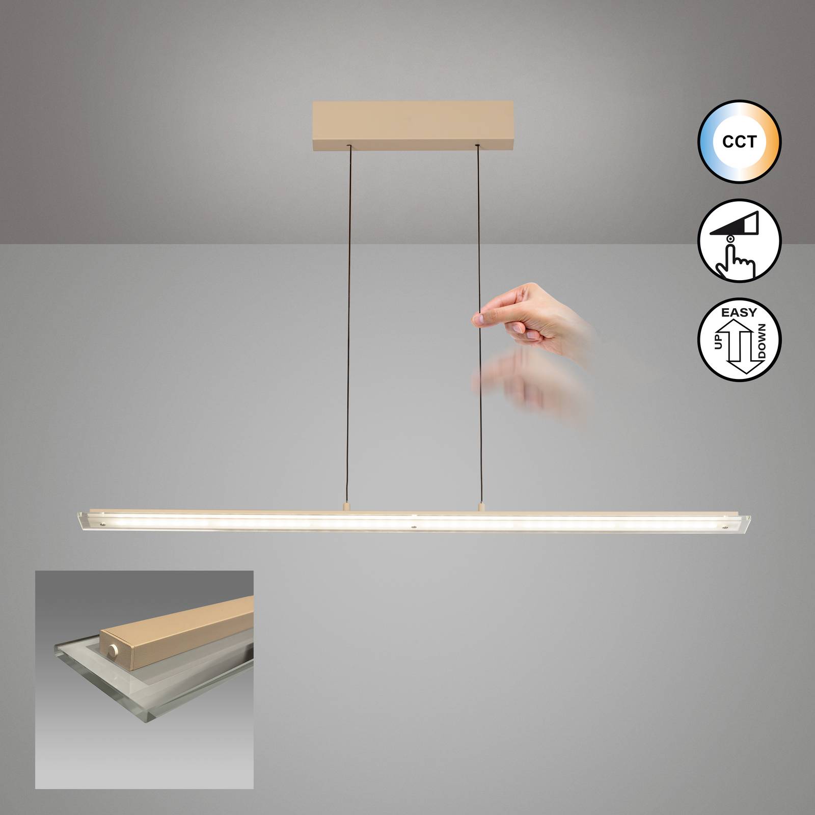 FISCHER & HONSEL Lampa wisząca Torvi, możliwość ściemniania, kremowy / amber, salon / jadalnia, metal, nowoczesny