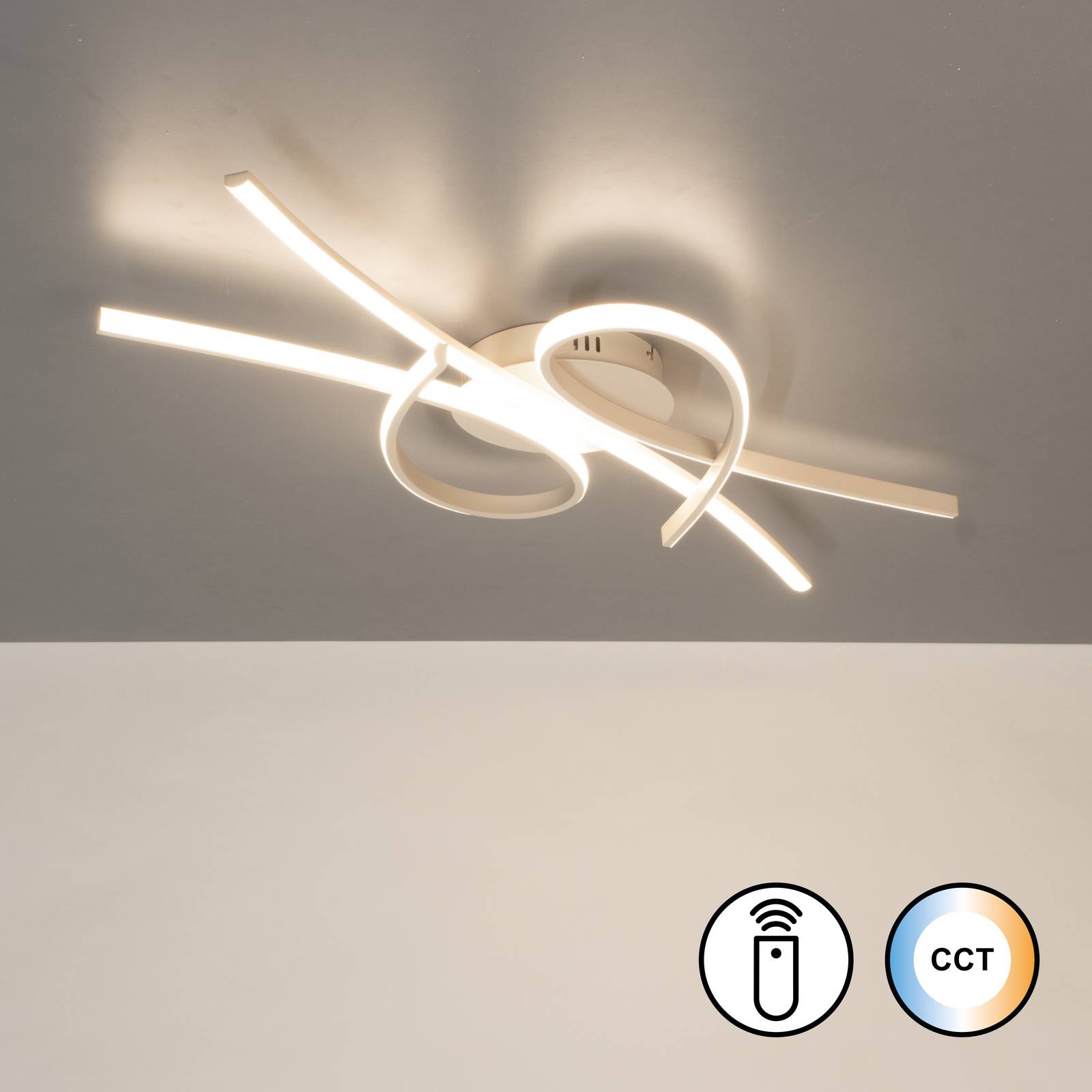 FISCHER & HONSEL Lampa sufitowa LED Biba, możliwość ściemniania, kremowy / amber, salon / jadalnia, metal, nowoczesny