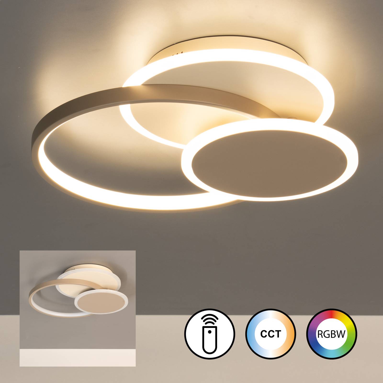 FISCHER & HONSEL Lampa sufitowa LED Tomo, możliwość ściemniania, kremowy / amber, salon / jadalnia, metal, nowoczesny