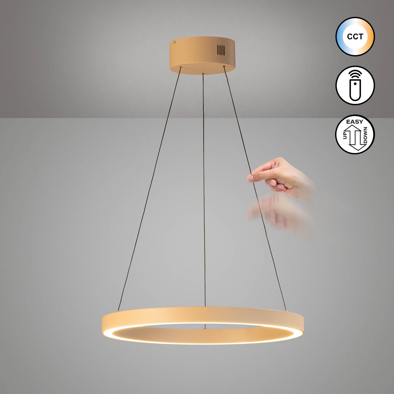 FISCHER & HONSEL Lampa wisząca Silvio, możliwość ściemniania, kremowy / amber, salon / jadalnia, metal, nowoczesny