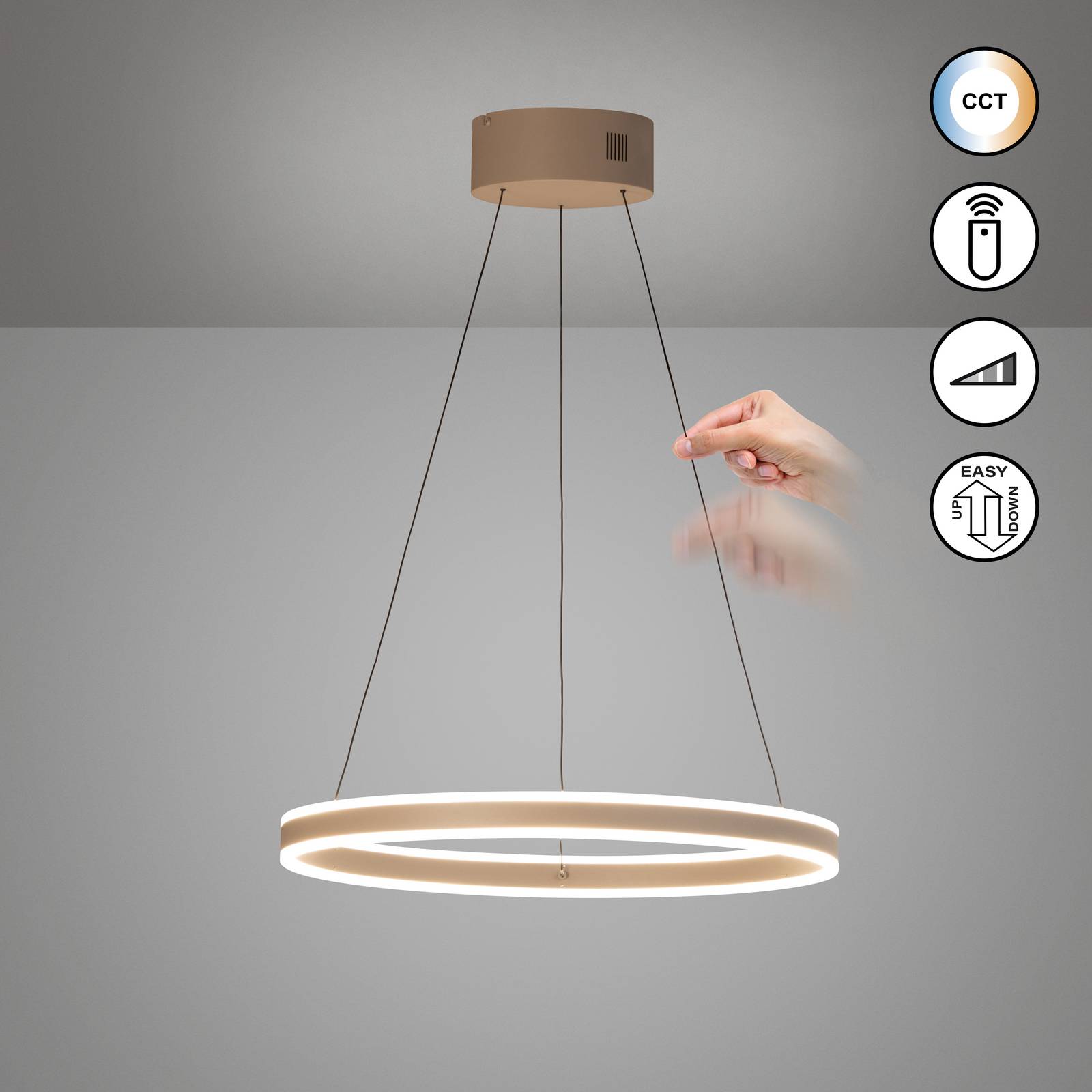FISCHER & HONSEL Lampa wisząca Silvio, możliwość ściemniania, salon / jadalnia, metal, nowoczesny