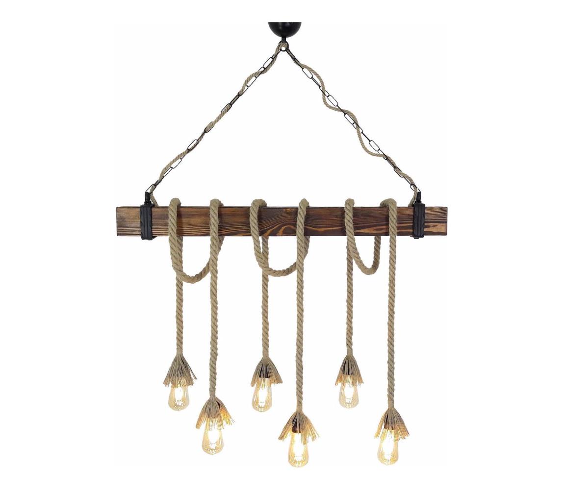 Lampa wisząca na lince KUTUK 6xE27/40W/230V sosna