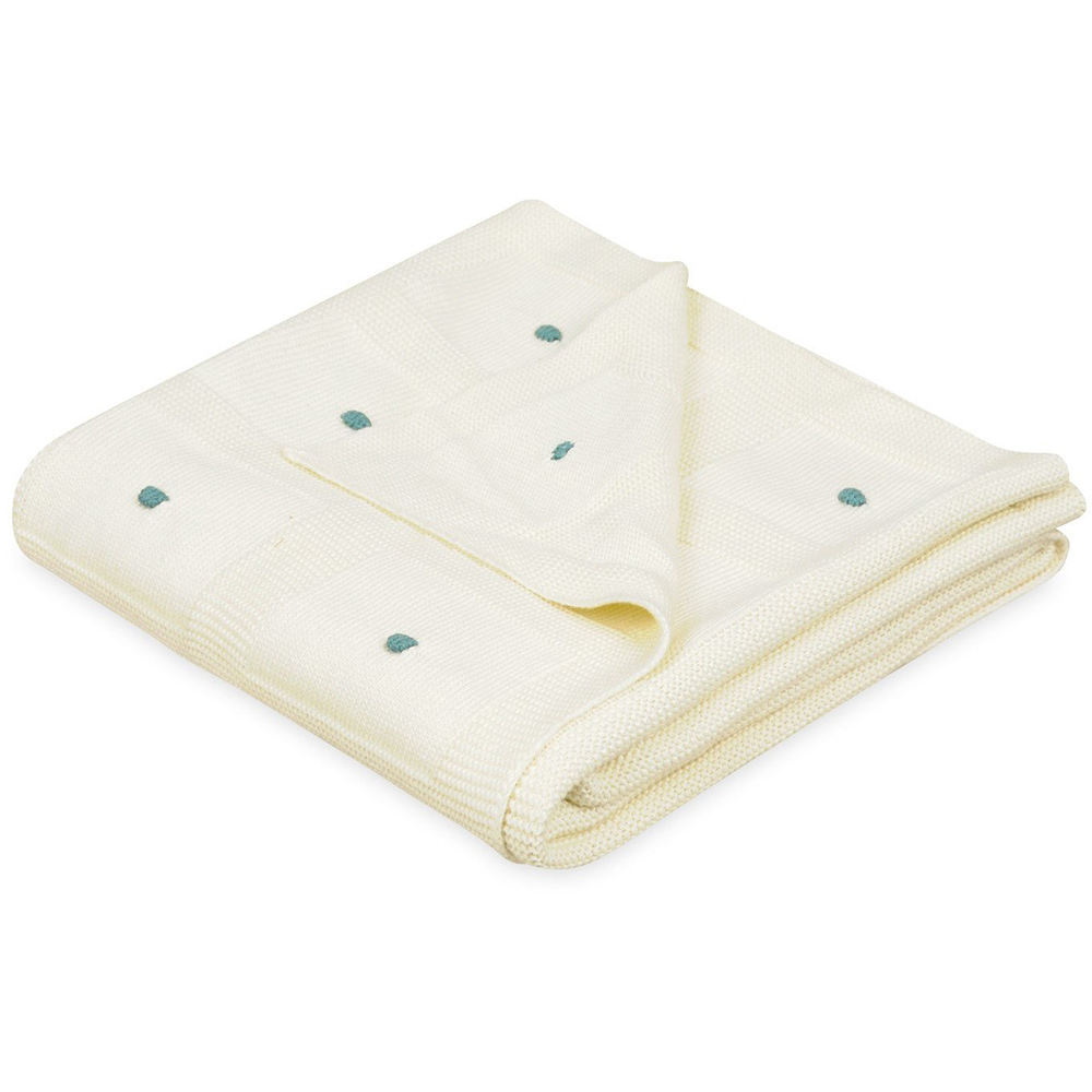 BabyMatex, kocyk bambusowy z ozdobnymi kuleczkami Accent, 80 cm x 100 cm, kremowy