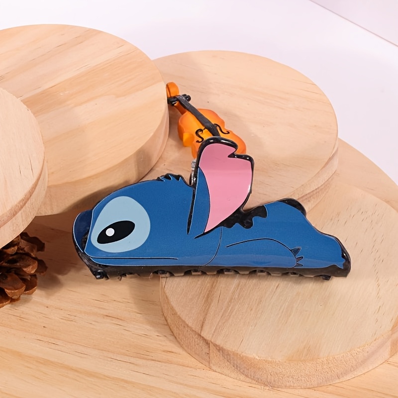 TEMU Stitch Akrylowy Klips do Włosów - Uroczy Niebieski Kreskówkowy Design, Trwały i Stylowy, Idealny dla Dorosłych, Akcesoria do Włosów Stitch