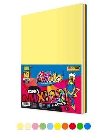 Papier ksero A4 160g 10 kolorów 100 arkuszy - artykuł papierniczy